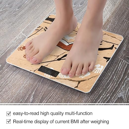 Ethnic Tribe Scale for Body Weight Sturdy Tempered Glass Weighing Scales with LCD Display Accurate Digital Bathroom Scale Convenient Body Fat Smart Scales Easy Read