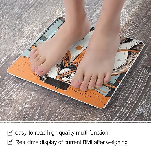 A Cartoon Horse Bathroom Scale Automatic Power On/Off Body Scales LCD Backlight Display Square Digital Scale Rounded Corners Bathroom Scales for Home Bedrooms