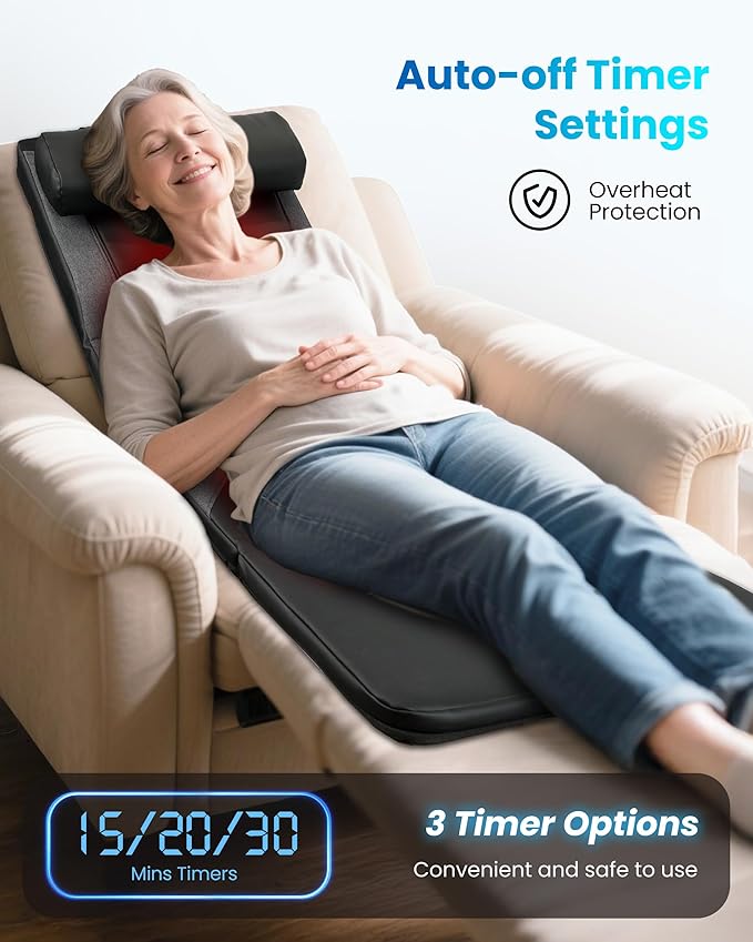 COMFIER HSA Eligible Shiatsu Full Body Massage Mat with Heat FSA Back Massage Pad for Pain Relief Deep Tissue Kneading &amp Vibration Heating Chair Massager for Recliner Sofa Bed Gifts for Men Wo