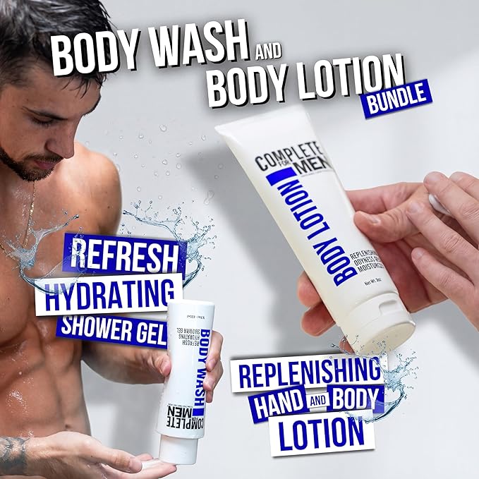 Men's Body Wash &amp Lotion Bundle: Cleanse Dirt and Odors Hydrate Skin for All-Day Moisturization Sulfate-Free Paraben-Free Skincare for Men Men's Shower Gel &amp Moisturizing Lotion