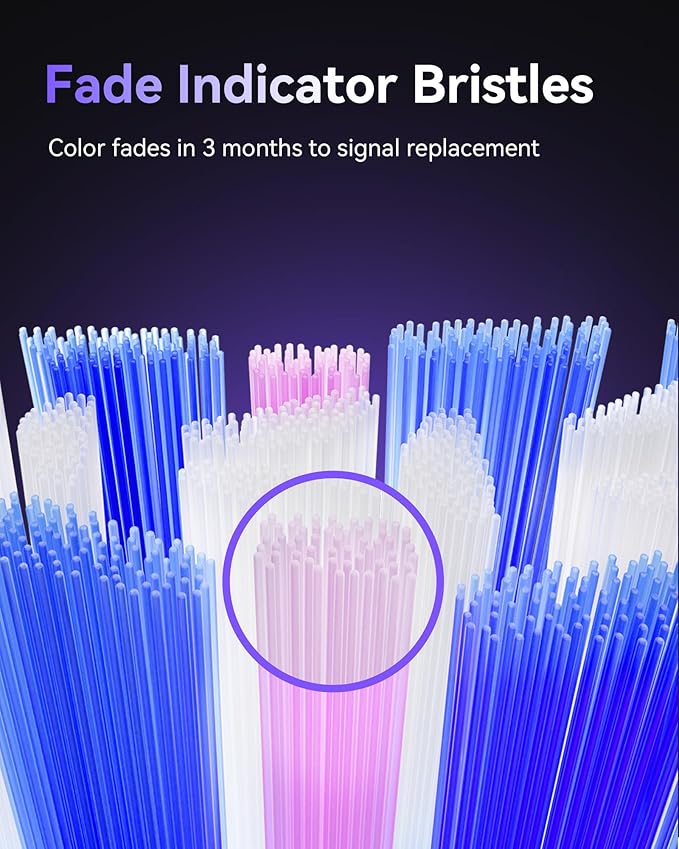 W60 Blue Light Electric Toothbrush Replacement Heads Pack of 2 - Brush Heads Transmit Professional-Grade 460nm Blue Light Medium Firm Bristle for Plaque Removal and Sensitive Gums