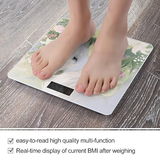 White Horse Weight Scale Large Digital Bathroom Scales with Bright LED Display Non Slip Digital Scale and Step On Fashion Weighing Machine for Body