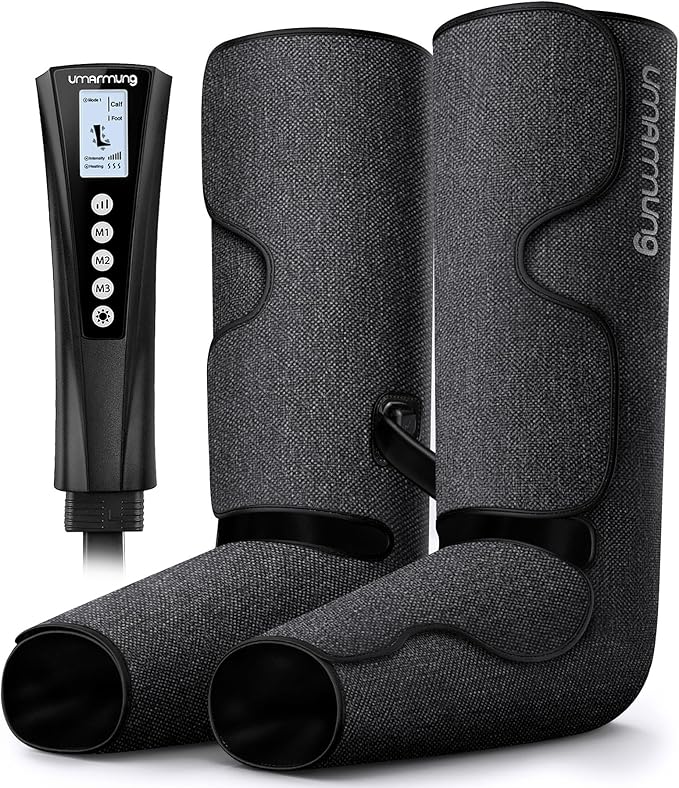 UMARMUNG Air Compression Leg Massager with Heat Gifts for Women Men Mom Dad Leg Foot Massager Gift for Christmas Fathers Day Mothers Day Vericose Veins Edema Muscle Fatigue Cramps Swelling