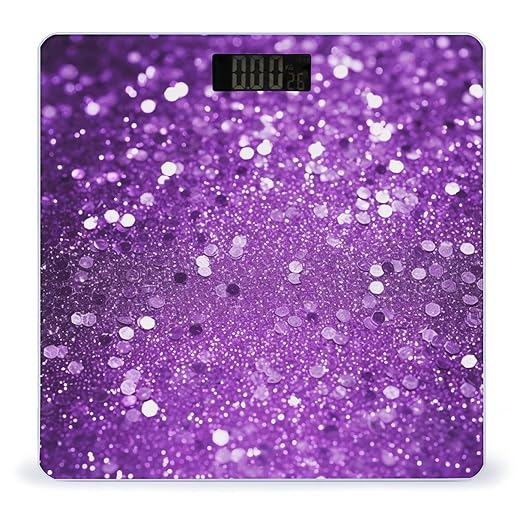 Weight Scale Sparkling Purple Glitter Print Digital Scale Bathroom Scale LCD Display Scale Body Weight Scale Portable Scale