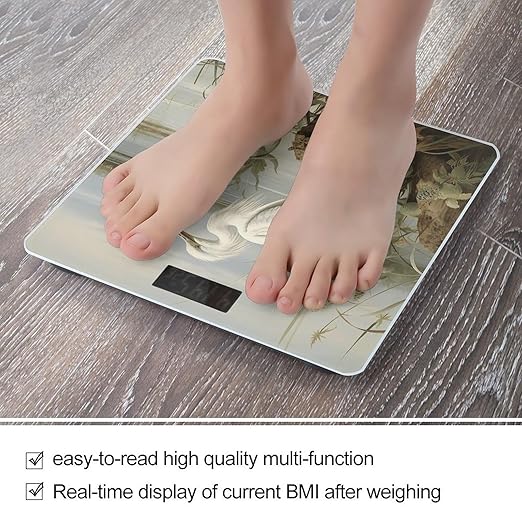 Swamp Egret Weight Scale Large Bathroom Scales Digital Weight with Bright LED Display Non Slip Automatic Weighing Scale Fashion Weighing Machine for Body