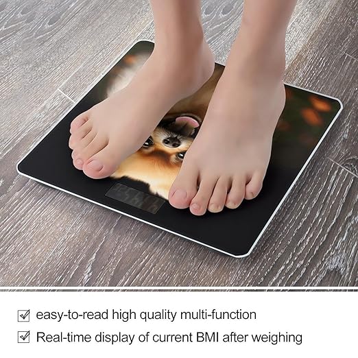 PomeranianScale for Body Weight with LCD High Precision Weighing Scales Fashion Sturdy Tempered Glass Weight Scales Easy-to-Read Digital Bathroom Scale for Daily 400lb