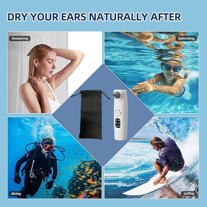 Ear Dryer Ear Blow Dryer Swimming Ear Moisture Swimmers Ear Drier Swim Ear Blower Electronic Ear Water Remover Rechargeable Battery Operated Ear Fluid Remover Ear Dryer for Swimmers Dry Ears