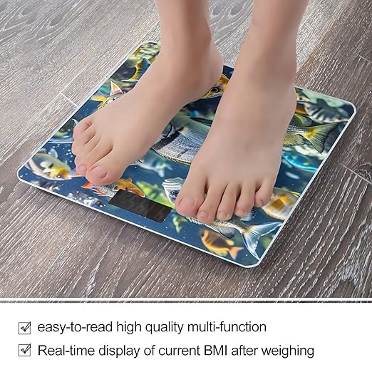 Different Fish Scale for Body Weight Accurate Digital Bathroom Scale Toughened Glass High Precision Scales Smart Weight Scales with Large LCD Backlight Display Weighing Machine