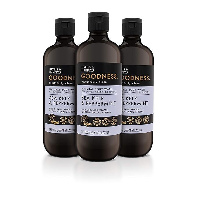 Baylis &amp Harding Goodness Sea Kelp &amp Peppermint 500 ml Body Wash Pack of 3