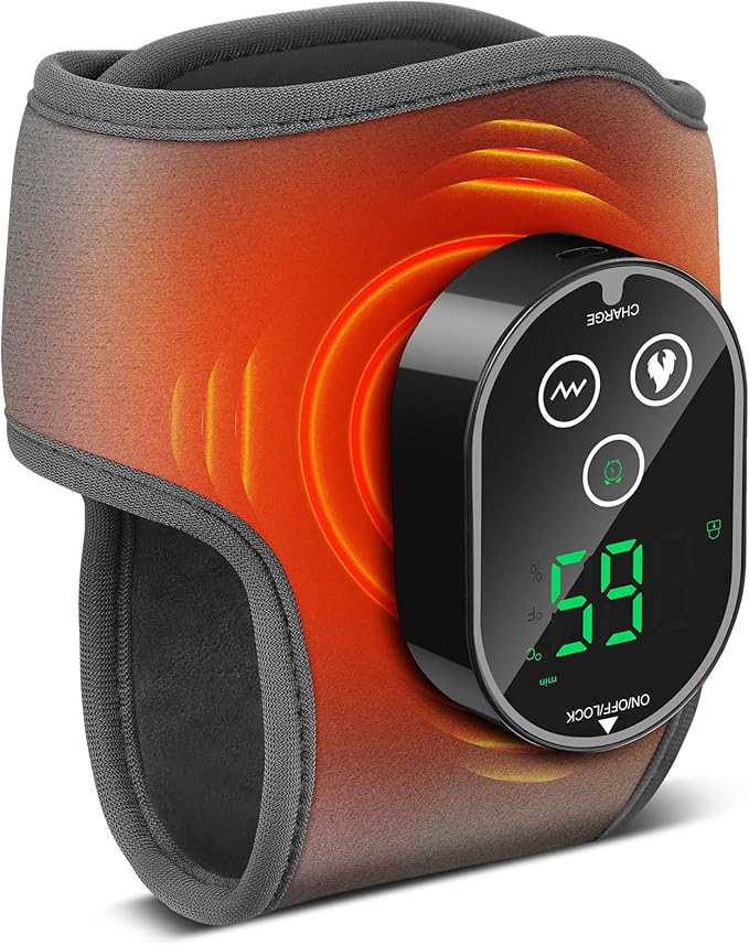 Foot Massager for Pain Relief Foot Renew Ankle Massager Ankle Heating Pad Heated Brace Wrap with 4 Heat Levels and 3 Vibration Modes for Women Men (Grey)
