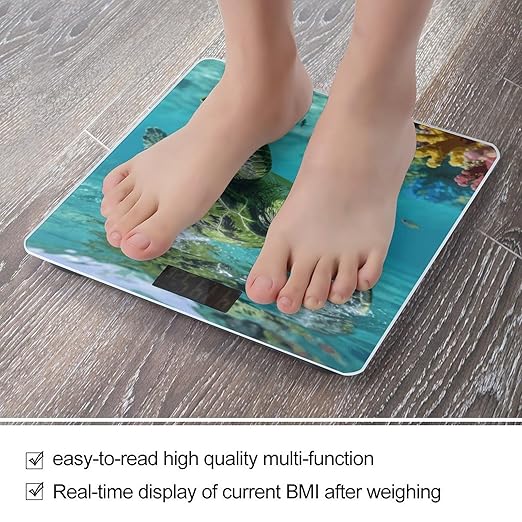 Sea Turtle Smart Scale for Body Weight Digital Bathroom Scale Toughened Glass Weight Scale with Large LCD Backlight Display High Precision Scales Weighing Machine