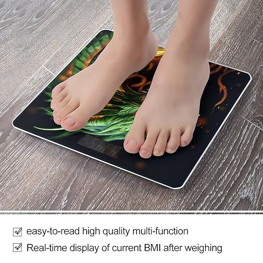 Chinese Dragon Bathroom Scale Large LCD Backlight Display Digital Scale Rounded Corners Body Scales Automatic Power On/Off Bathroom Scales for Home Bedrooms