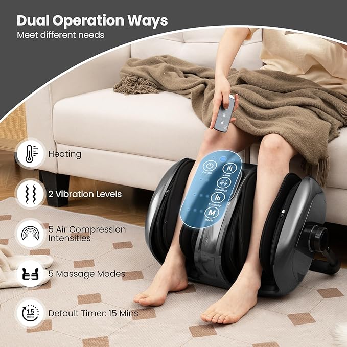 ARLIME Foot Massager with Heat Deep Kneading Shiatsu Feet Massager Machine with Compression Muscle Arm Relaxation Gifts for Elder Men Women (Grey)