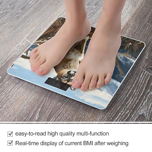 Panther Mountain Lion Bathroom Scale Automatic Power On/Off Body Scales LCD Backlight Display Square Digital Scale Rounded Corners Bathroom Scales for Home Bedrooms