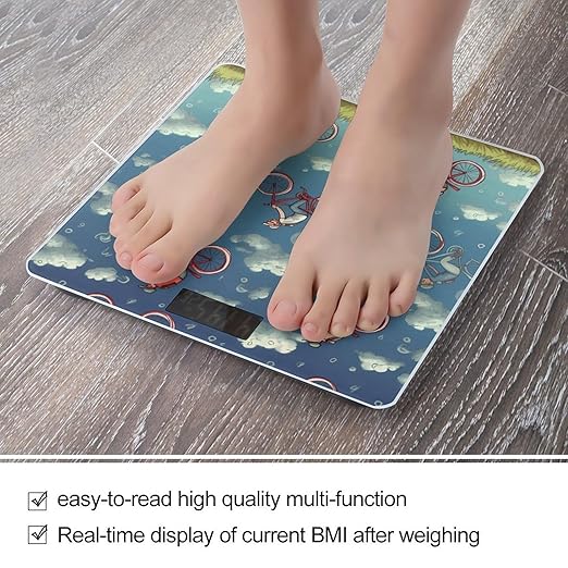 Bikes Bicycle Cycling Bathroom Scale Large LCD Backlight Display Digital Scale Rounded Corners Body Scales Automatic Power On/Off Bathroom Scales for Home Bedrooms