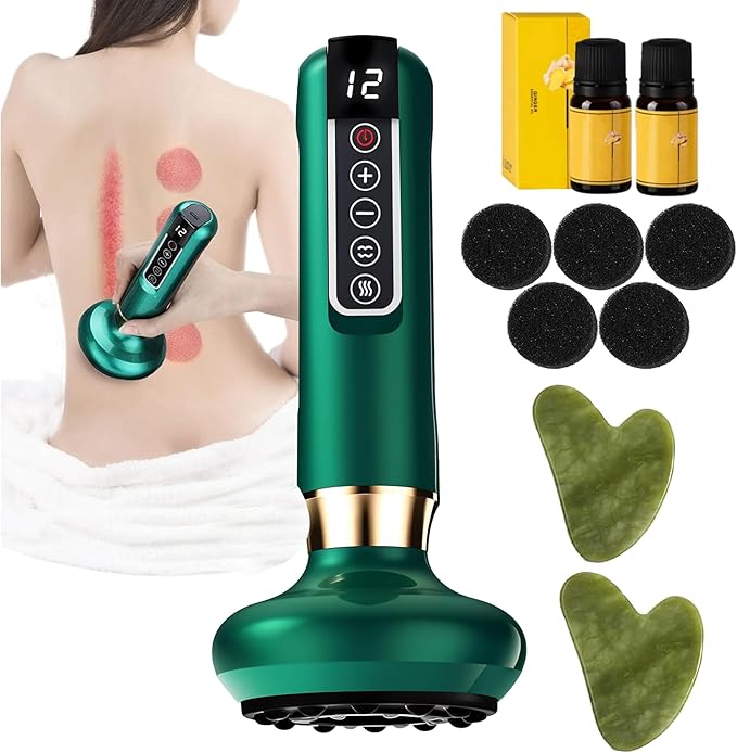 Intelligent Handheld Massage Tool for Anti - Cellulite Electric Cupping Device with 12 Suction Modes. This Fat Remover Massager is Suitable for Arms Legs. (Olive)