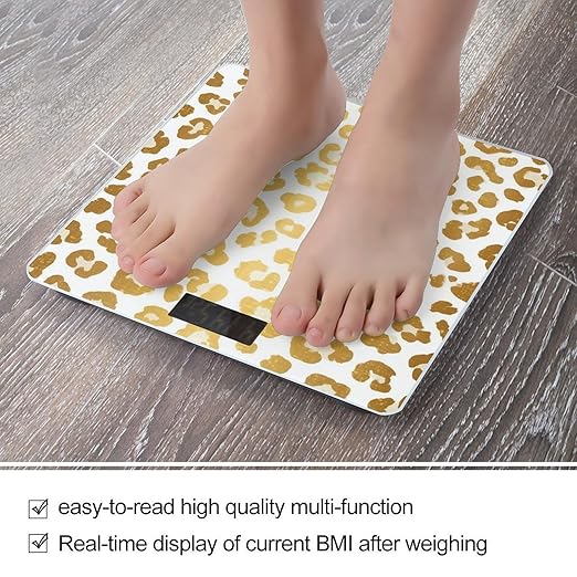 Automatic Switch Digital Bathroom Weighing Scale Smart Scale for Body Weight Cheetah Gold Leopard Print