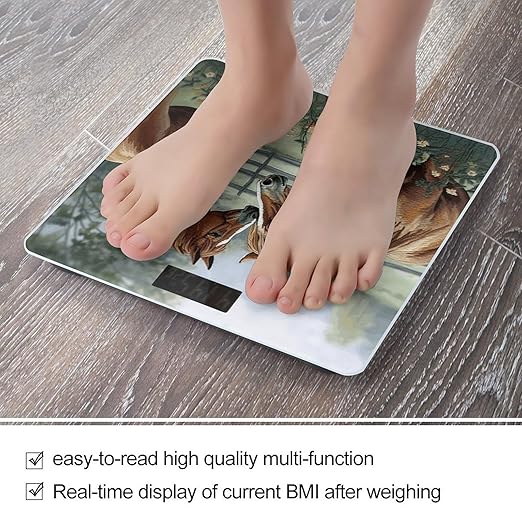 Animals Embroidery Paintings Horses Smart Scale for Body Weight Accurate Bathroom Scale with LED Display Digital Weight Scales Weighing Machine High Precision Scales for Bath Home