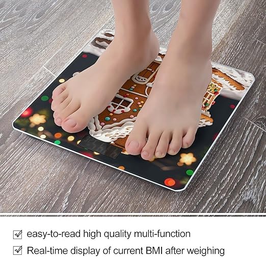 Sweet Gingerbread House Scale for Body Weight Sturdy Tempered Glass Weighing Scales with LCD Display Accurate Digital Bathroom Scale Convenient Body Fat Smart Scales Easy Read