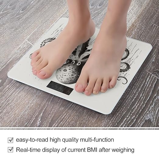 Octopus Scale for Body Weight Highly Accurate Digital Bathroom Scale Sturdy Tempered Glass Weighing Scales with LCD Display Fashion Body Fat Smart Scales 400lb