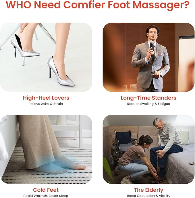 COMFIER Shiatsu Foot Massager with Heat Kneading RollingVibration CompressionRemote ControlFoot Massage for NeuropathyPlantar FasciitisSize 13“
