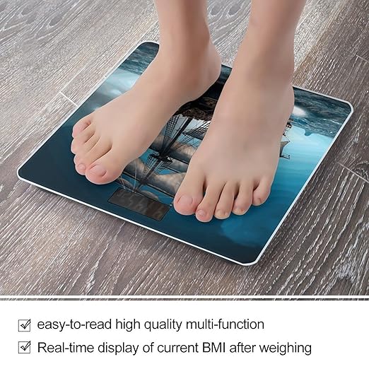 Digital Bathroom Scale for Body Weight Scale with Bright LCD Display High Accuracy Step-On Technology Auto On/Off Pirate Ship Digital Scales 400 Lbs /180kg
