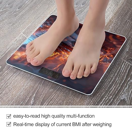 Ice and Fire Music Key Scale for Body Weight Highly Accurate Digital Bathroom Body Scale Digital Bathroom Scales for People Anti-Slip Large LCD Display Smart Scales