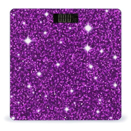 Men's Smart Scale for Body Weight Digital Bathroom Weighing Scale Automatic Switch Energy Saving Scale Beautiful Dark Purple Bling Glitter Sparkles Pattern