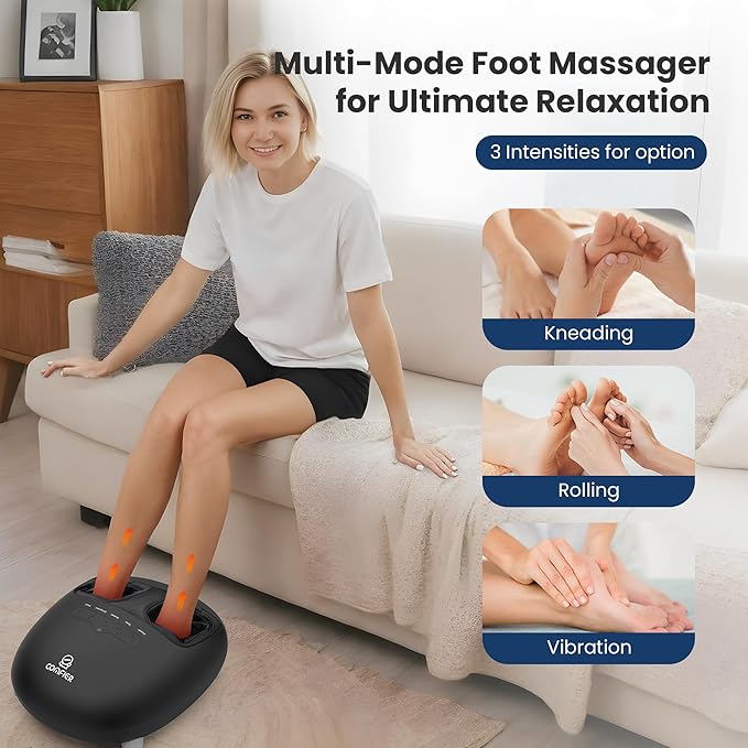 COMFIER Shiatsu Foot Massager with Heat for Plantar Fasciitis Neuropathy Deep Kneading Vibration Feet Massager for Mom Dad Men Women-Home Office Use