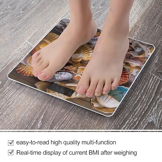 Sea Shell Treasures Scale for Body Weight Digital Bathroom Scale Accurate Smart Weight Scales with Large Display Weighing Machine High Precision Scales