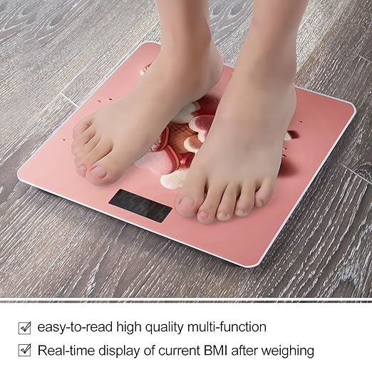 Valentine's Day Food Bathroom Scale for Body Weight Bathroom Weighing Scale with Backlit LCD Display Highly Accurate Measures Weight Up to 180kg