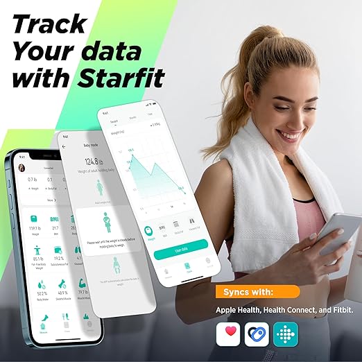Scale for Body Weight and Fat Percentage RunSTAR Digital Accurate Bathroom Smart Scale with Large Display FSA&ampHSA Eligible 13 Body Composition Analyzer Sync App