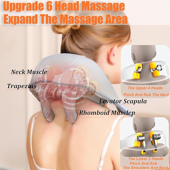Neck Massager with Heat Cordless Deep Tissue 4D Kneading Massage Electric Shiatsu Back Shoulder and Neck Massager for Neck Traps Back and Leg Pain Relief Gifts for Men Women Mom and Dad Blue