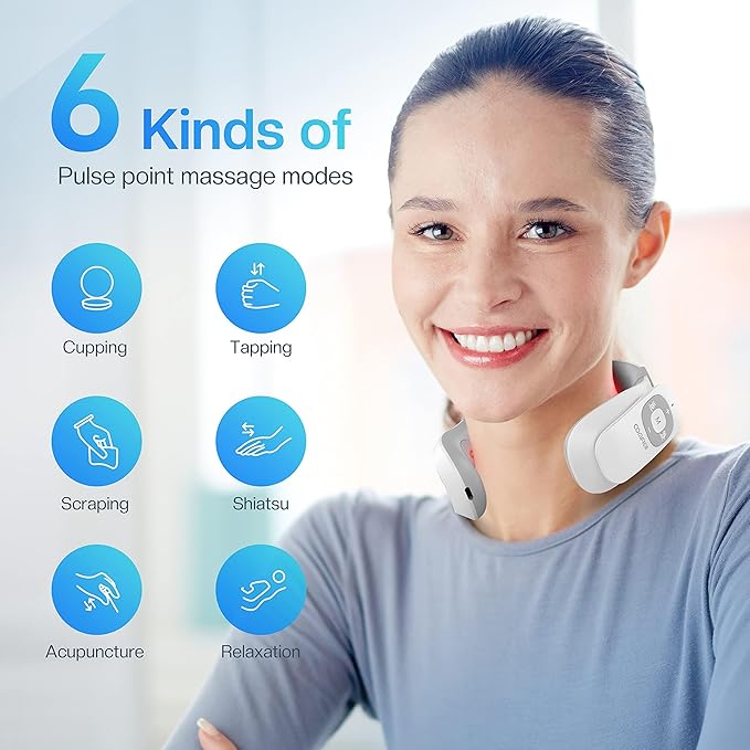 COMFIER Portable Heated Neck Massager EMS Intelligent Electric Neck Massager with Heat and 3D Electrode Pads for Women Men