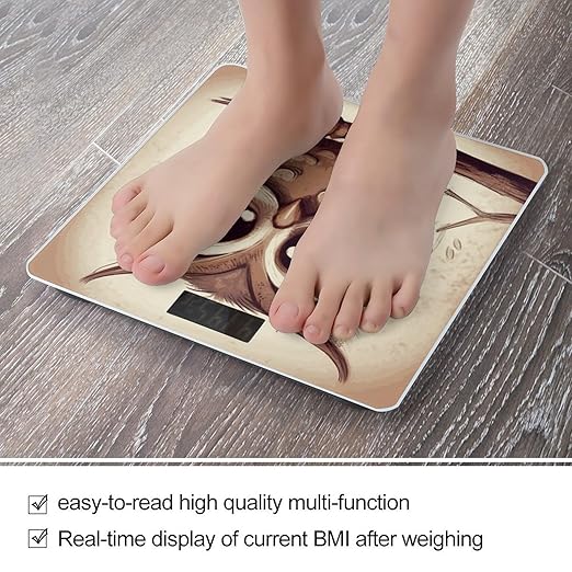 Cute Owl Scale for Body Weight Sturdy Tempered Glass Weighing Scales with LCD Display Accurate Digital Bathroom Scale Convenient Body Fat Smart Scales 400lb