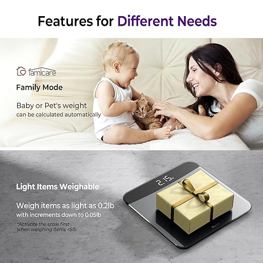 Ovutek Bathroom Scales Digital Weight Topnotch Quality 450lb Weight Scale Most Accurate to 0.05lb Automatic Weighing Scale for Body Weight Baby Pet Larger LED Sturdy and Durable Base Machine