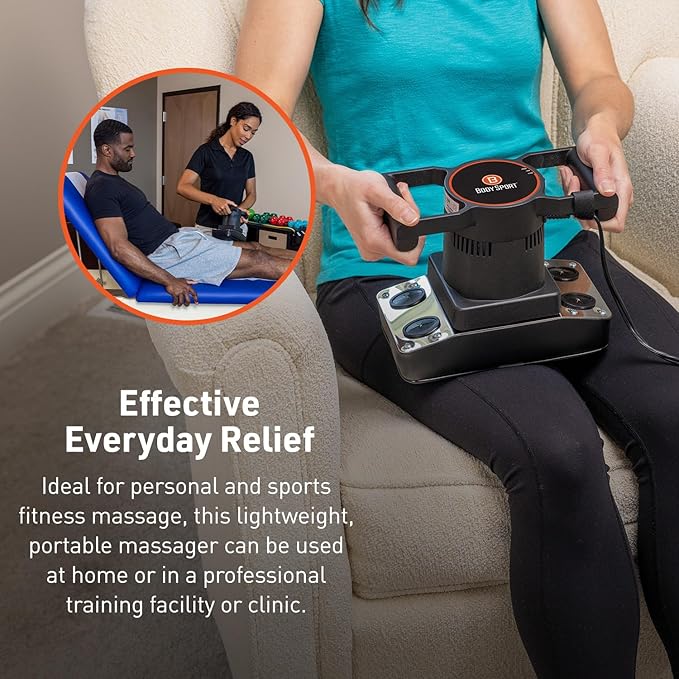 Body Sport Therapeutic Dual Speed Professional Vibrating Massager for Pain &amp Aching Muscle Relief – High-Powered Effective Chiropractic Myofascial Release Tool &amp Trigger Point Therapy