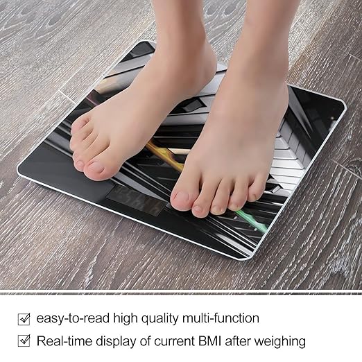 Piano Key Weight Scale Digital Electronic Scales Bathroom Scale Larg LCD Backlight Display High Precision MeasurementsTempered Glass