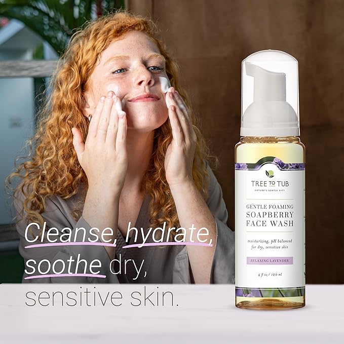 Tree to Tub Lavender Body Wash for Sensitive Skin and Dry Skin &amp Sensitive Skin Face Wash for Dry Skin - pH Balanced Moisturizing Body Wash &amp Hydrating Gentle Face Cleanser for Women &amp Men