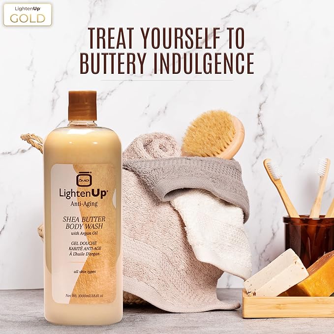 Omic LightenUp Anti-Aging Body Wash - 33.8 fl oz / 1000ml - Formulated to Bright and Soften Skin with Argan Oil and Shea Butter