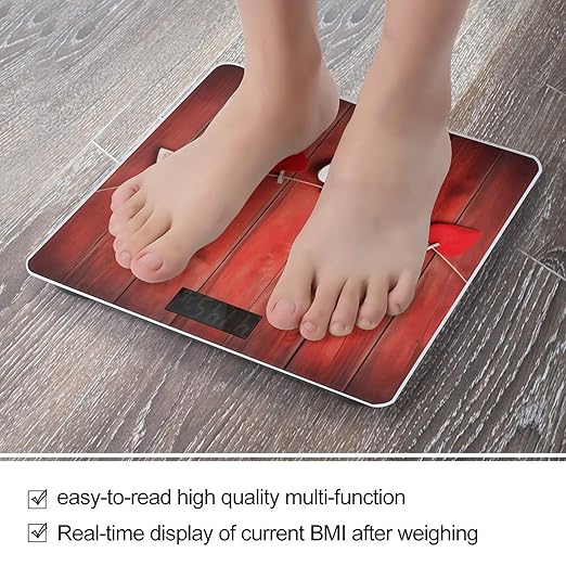 Heart Shape on Wall Bathroom Scale for Body Weight Bathroom Weighing Scale with Backlit LCD Display Highly Accurate Measures Weight Up to 180kg