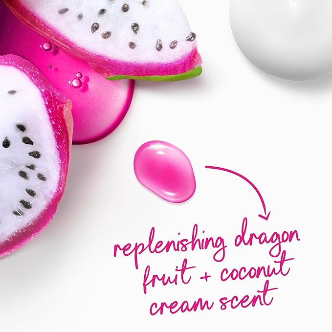 Dove Body Wash 4 Count for 24hr Lotion-Soft Skin Replenish Dragon Fruit and Coconut Cream Moisturizing Skin Cleanser with No Sulfates No Parabens