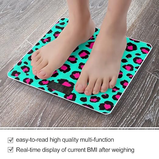 Smart Scale for Body Weight Digital Bathroom Weighing Scale Energy Saving Scale Cheetah Turquoise Mint Green Leopard Print
