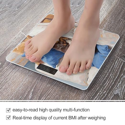 Dachshund Weight Scale Large Digital Bathroom Scales with Bright LED Display Non Slip Digital Scale and Step On Fashion Weighing Machine for Body