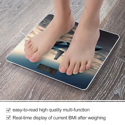 Aircraft Fighter Jets Scale for Body Weight Safe Rounded Corners Tempered Glass Digital Bathroom Scale LED Display 400lb Capacity Weight Scales with High Precision Sensors