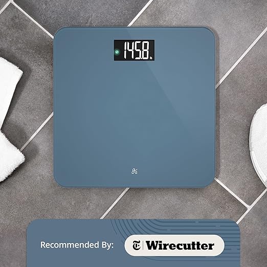 Greater Goods AccuCheck Digital Scale for Body Weight - Accurate Digital Bathroom Scale with High-Precision Sensors Large Easy-to-Read Backlit Display 400 lb Capacity Auto Step-On (Stone Blue)