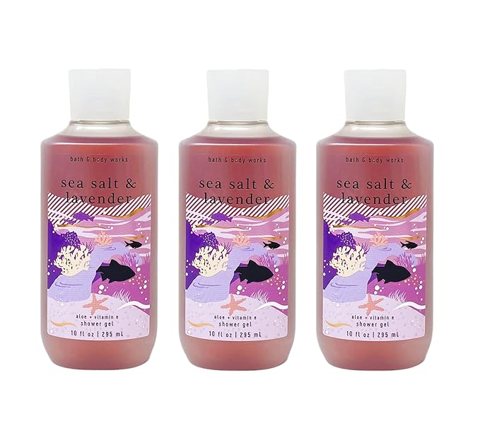 Bath &amp Body Works Sea Salt &amp Lavender 3 Pack Of Shower Gel