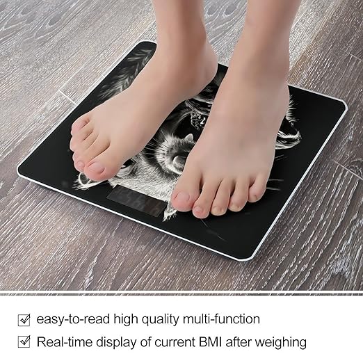 Squirrel Opens Its Mouth Scale for Body Weight Anti-Slip Digital Bathroom Scale Sturdy Toughened Glass Weighing Scales High Precision Safe Rounded Corners Smart Scales