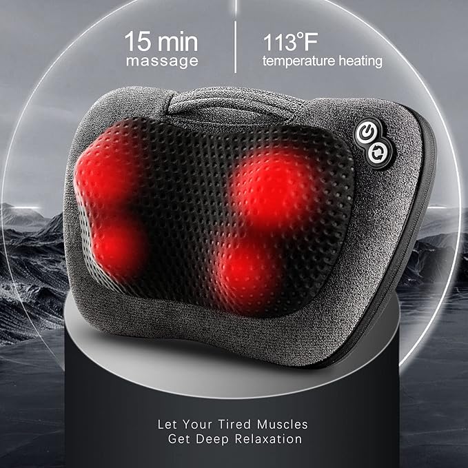 VIKTOR JURGEN Back Massager Neck Massager with Heat Massage Pillow Gifts for Men &amp Women Electric Shiatsu Back Massager Deep Kneading Shoulder Massager for Full Body MuscleMassage at Home Ca