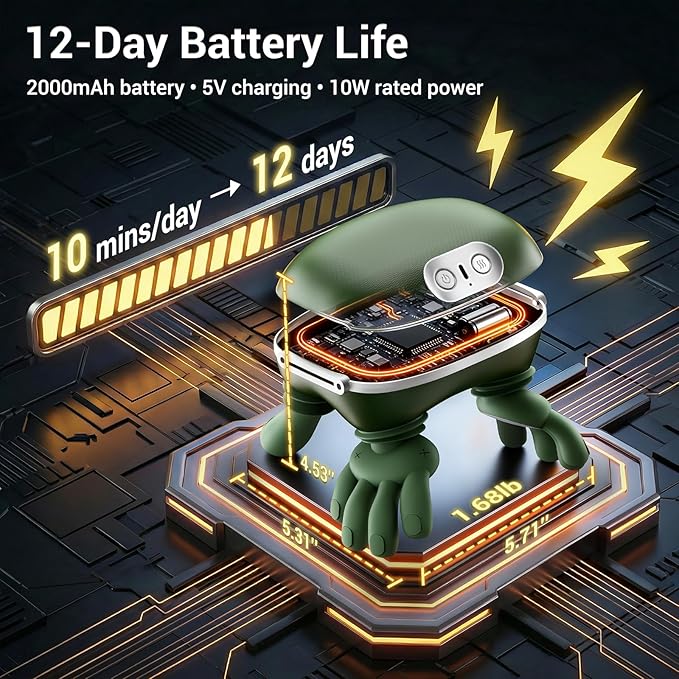 Neck Massager with Heat Bionic Deep Tissue Shiatsu Kneading Cordless Rechargeable Hands‑Free Wearable for Muscles Home Office Back and Shoulder Massagers with Fingers